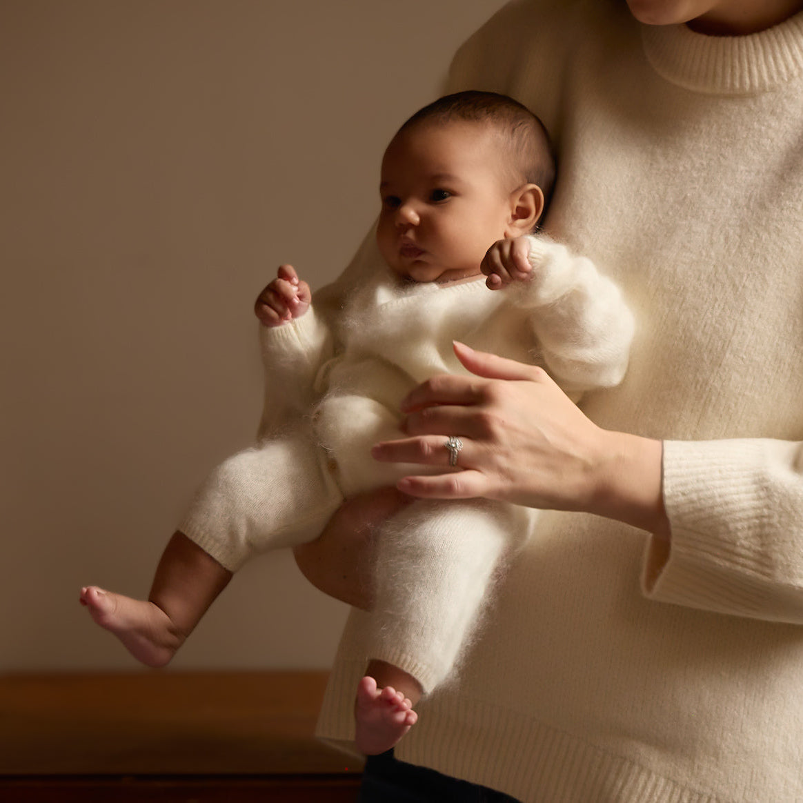 Brushed Cashmere Romper suit White