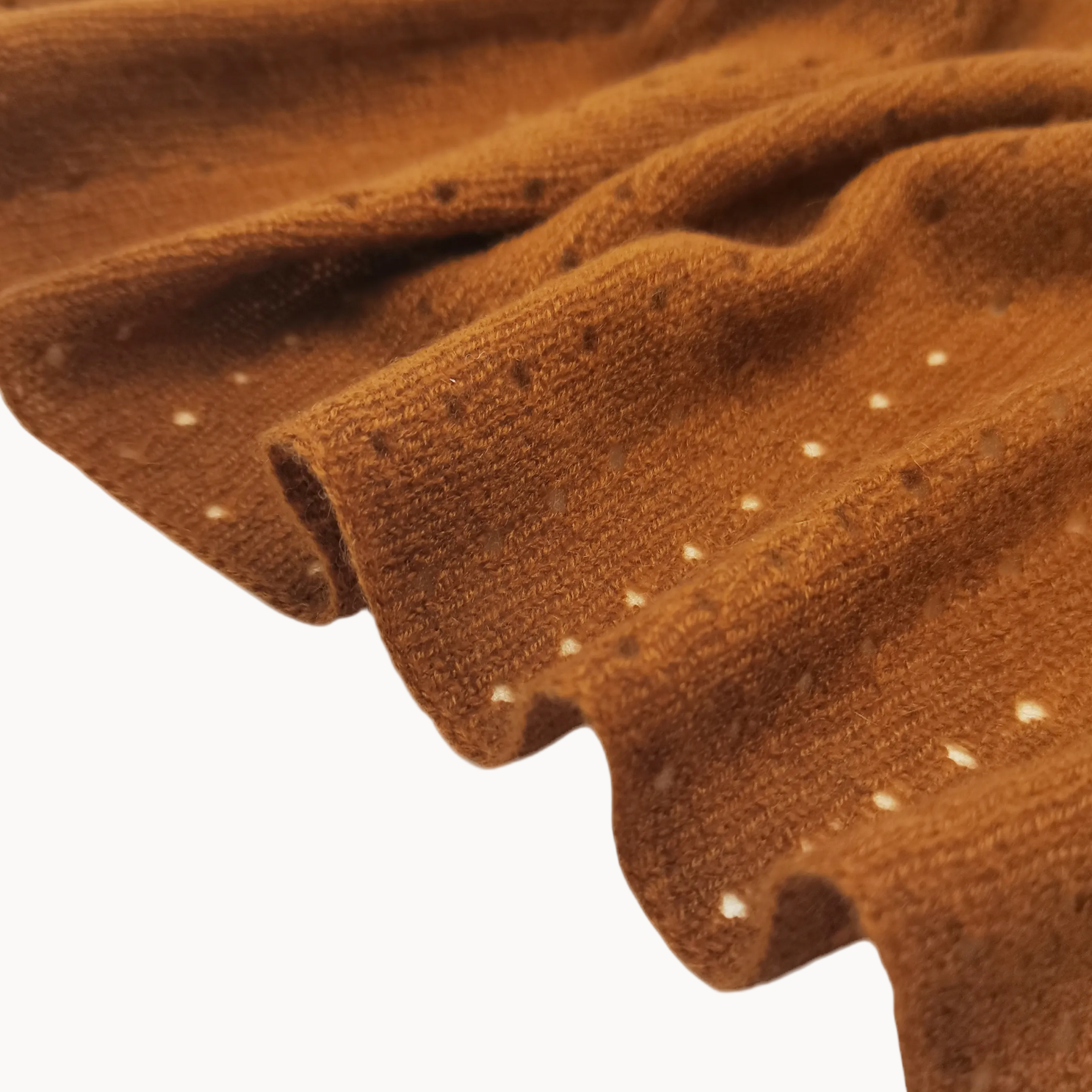 Cashmere pointelle Blanket warm terracotta
