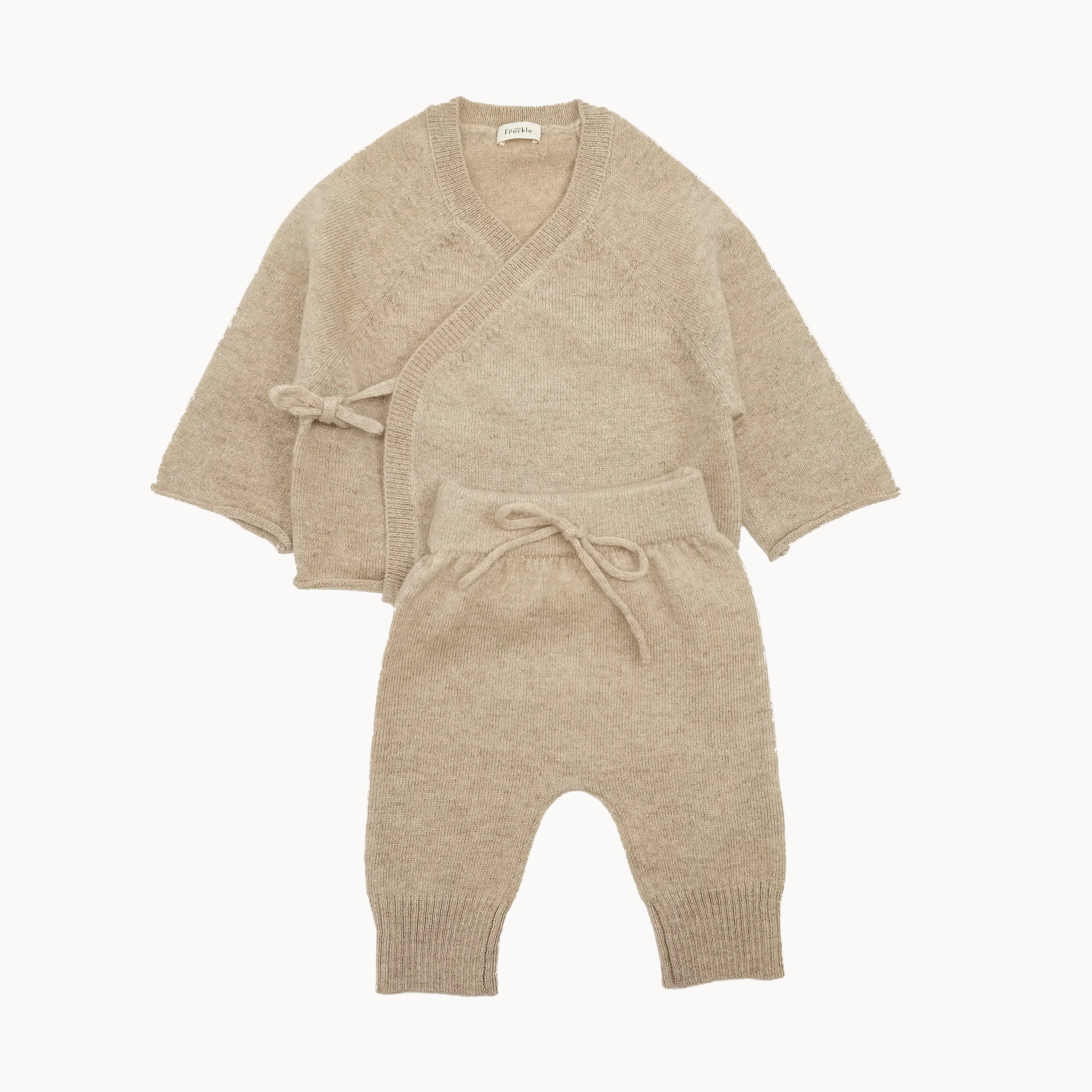 Cashmere kimono Cardigan and Trouser Set Oatmeal