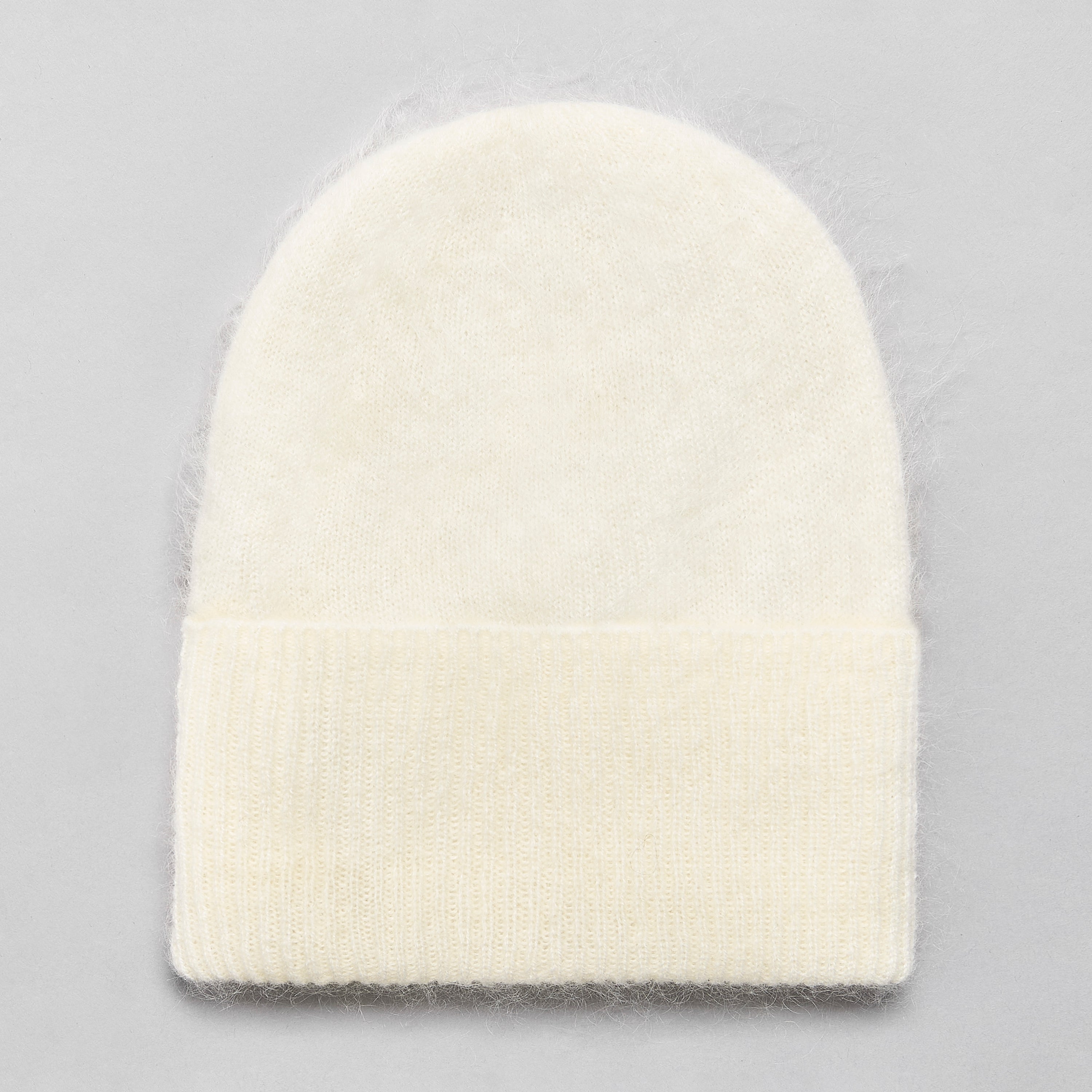 Brushed Cashmere Beanie Hat White