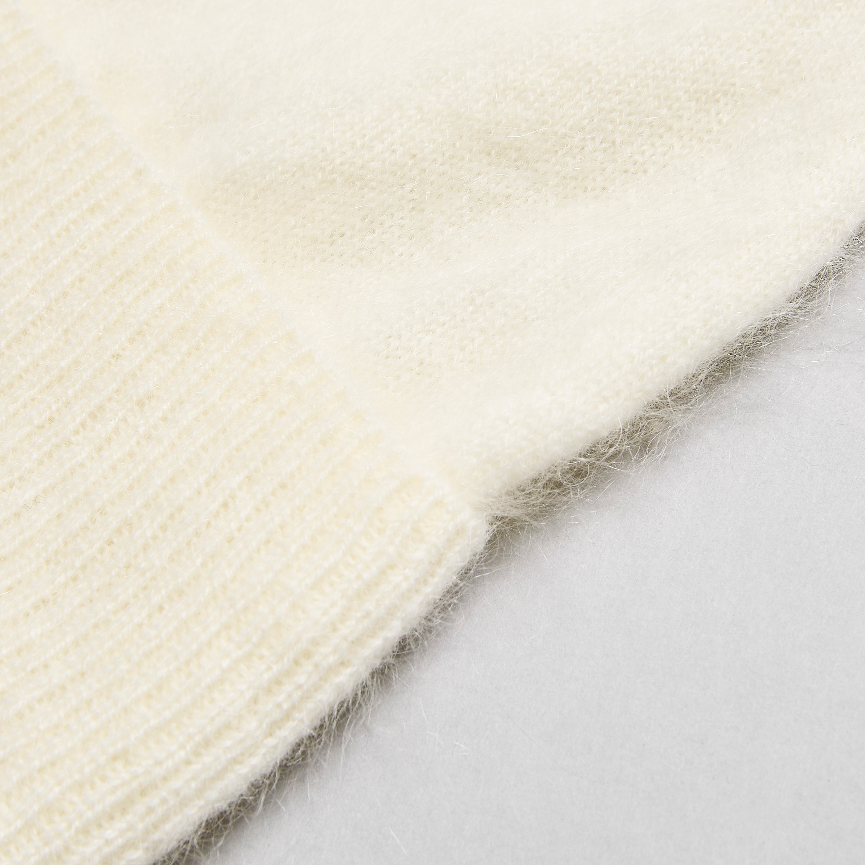 Brushed Cashmere Beanie Hat White