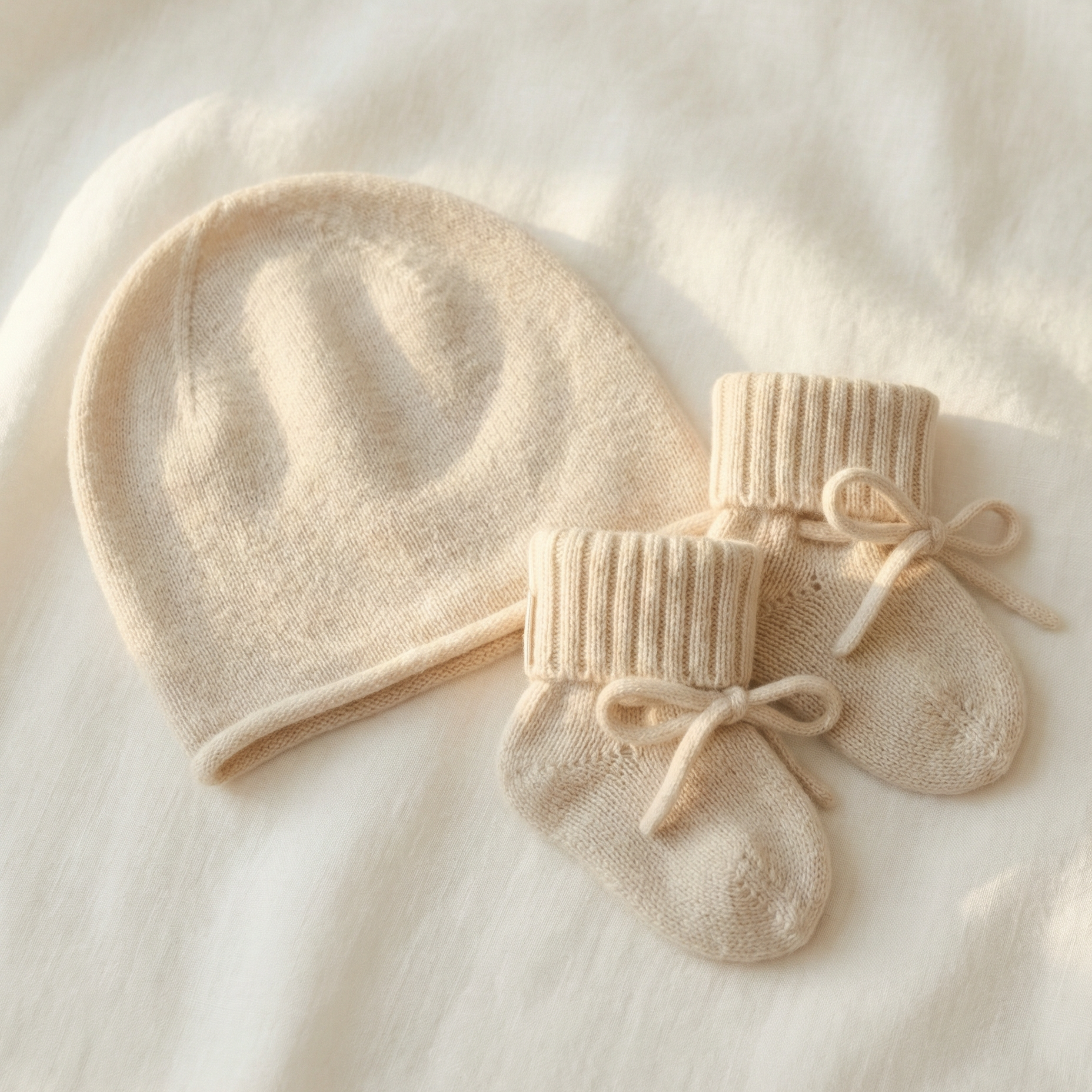 Hat and Booties Gift Set Almond