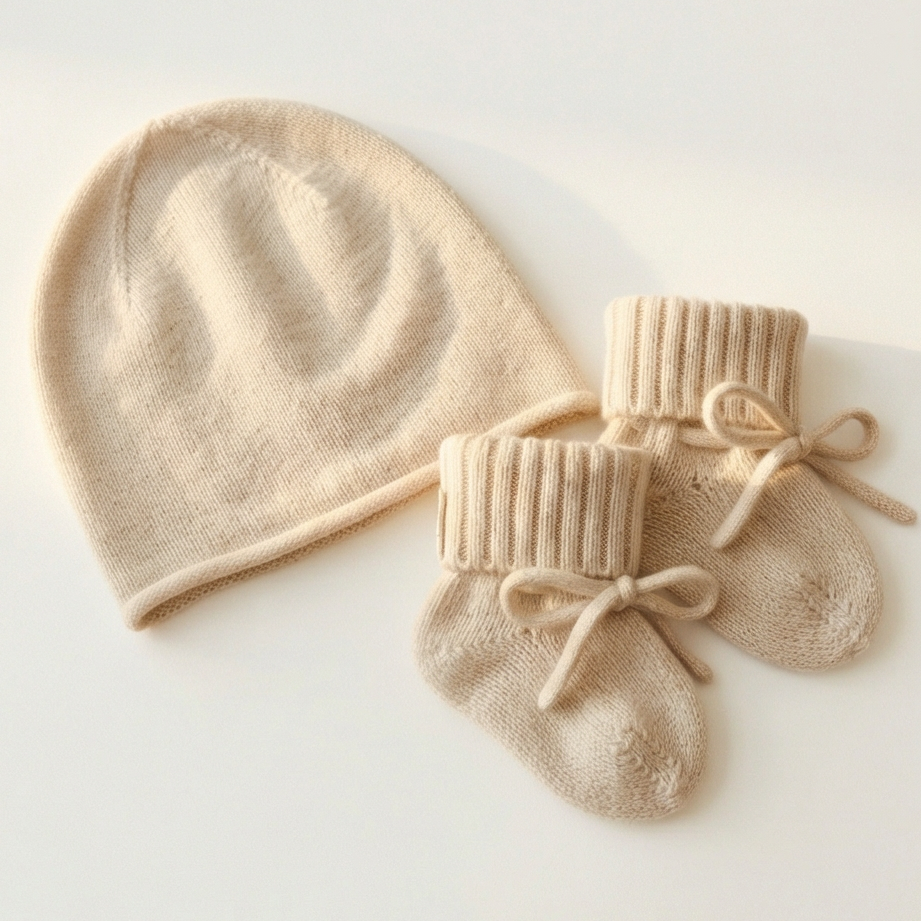 Hat and Booties Gift Set Almond