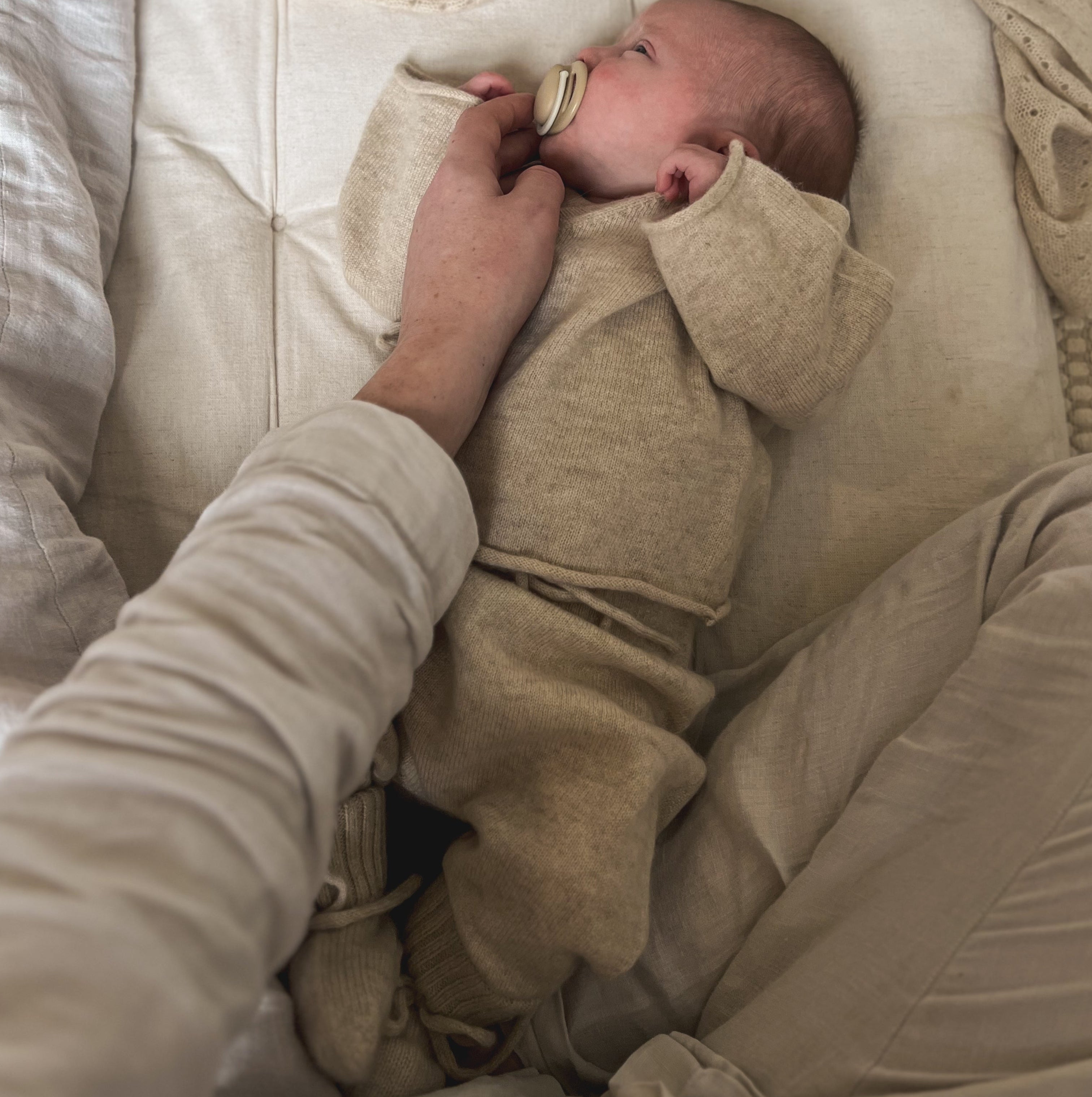 Cashmere Cardigan and Trouser Set Almond