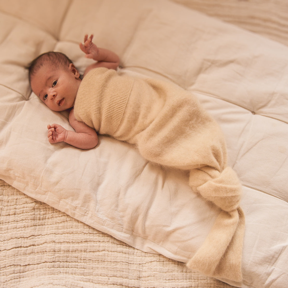 Brushed Cashmere Swaddle Cocoon Beige