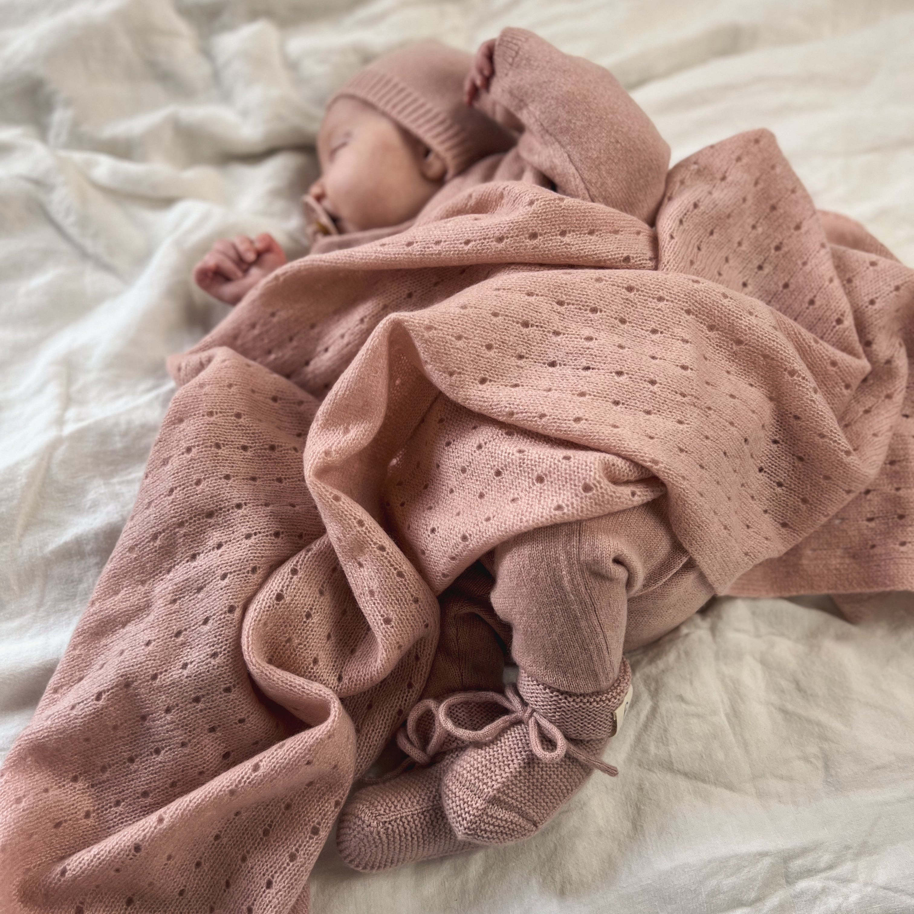 The Dusty Rose Pointelle Blanket